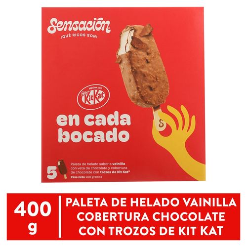 Paleta kit kat con cobertura de chocolate y relleno vainilla 5 pack - 400 g