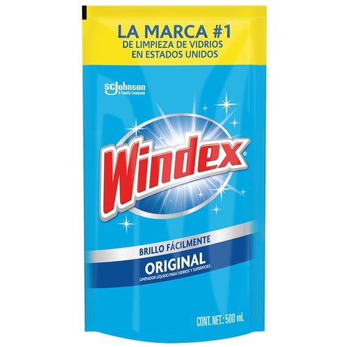 Limpiador Líquido para Vidrios y Superficies Windex con Vinagre Repuesto - 500 ml