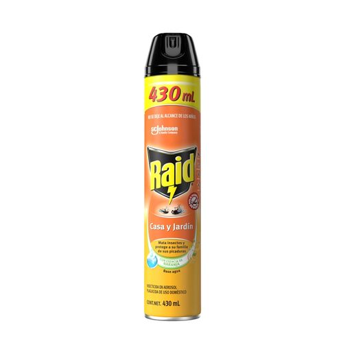 Insecticida en Aerosol Raid Casa y Jardín, Mata Insectos, Aroma Naranja - 430 ml