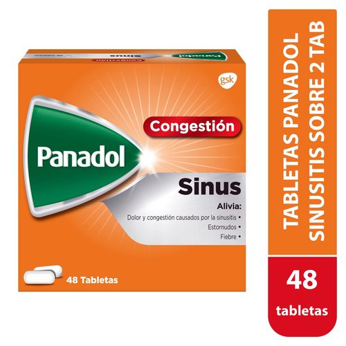 Antigripal, Panadol Congestión Sinus, Caja 48 Tabletas - Precio Indicado Por Sobre De Dos Tabletas