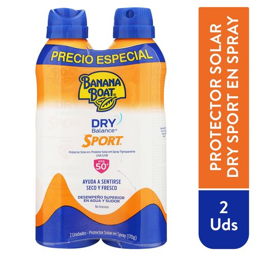 Protector solar Banana Boat dry balance sport FPS 50 2 Pack - 340 g