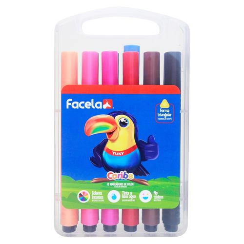 Estuche Plástico Facela 12 Colores