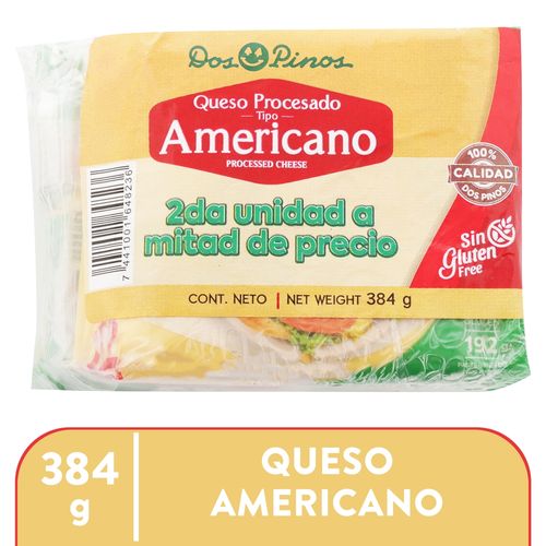 Queso Procesado Dos Pinos Tipo Americano - 384 g