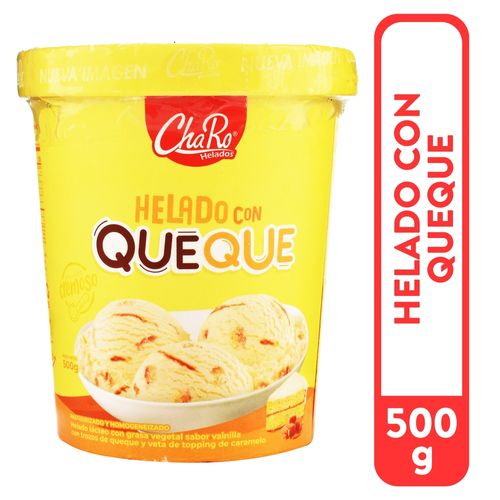 Helado Charo vainilla con trozos de queque y caramelo - 500 g