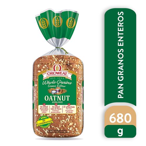 Pan Oroweat Cuadrado Grano Entero de Avena y Nuez - 680 g