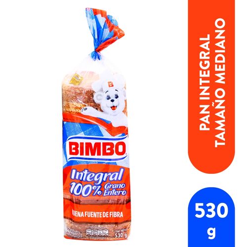 Pan cuadrado Bimbo integral 100% grano entero - 530 g