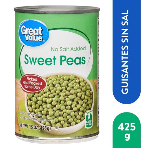 Guisantes Great Value Sin Sal - 425 g