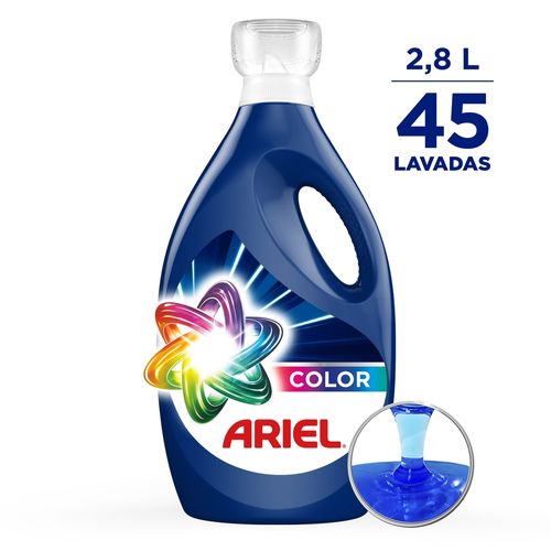 Detergente Líquido Ariel Color remueve manchas y cuida el color para ropa blanca y de color 45 lavadas -2,8 L