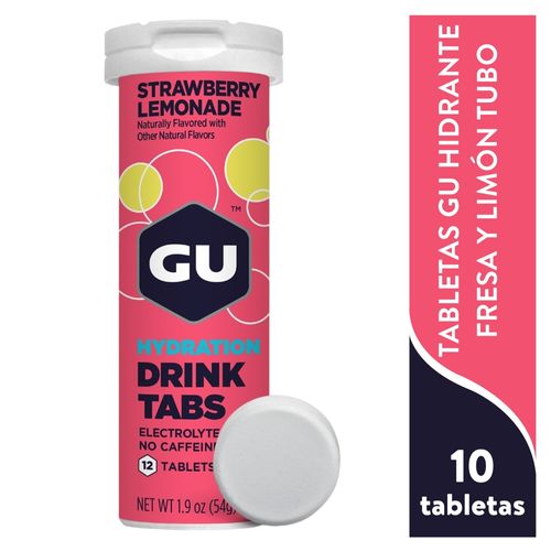 Tableta Gu Hidrante Fresa y Limón Tubo - 10 Tabs