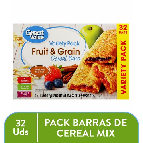 Barras De Cereal Great Value Frutas Y Granos 32 PACK - 1.18 kg