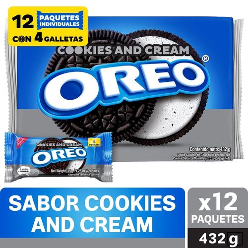 Galletas Oreo Sabor Cookies&Cream 36g Uds 12 Pack - 432g