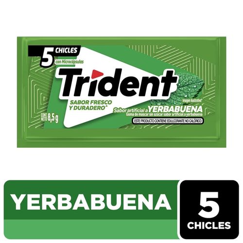 Goma Mascar Trident Slab 5S Sabor Yerbabuena -8.5g