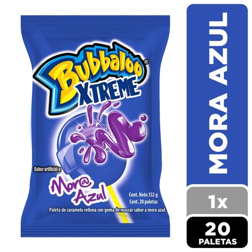 Paleta Bubbaloo Xtreme Mora Azul 20 Uds - 332g