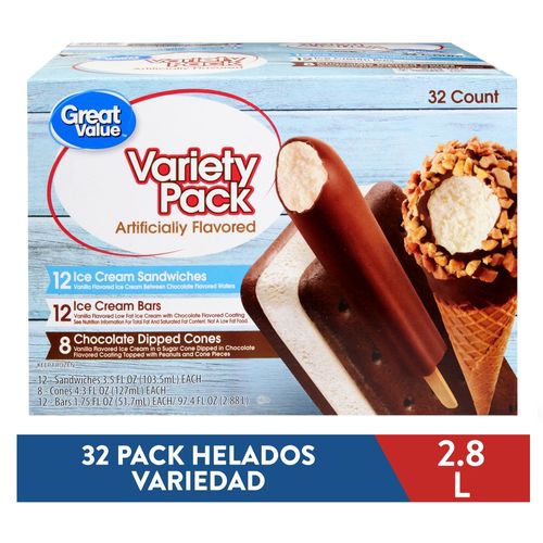 Helados Great Value Sabores Surtidos 32 Pack - 2.8 L