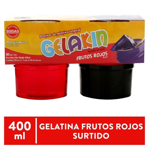Gelatina Gelakin frutos rojos 4 pack - 400 ml