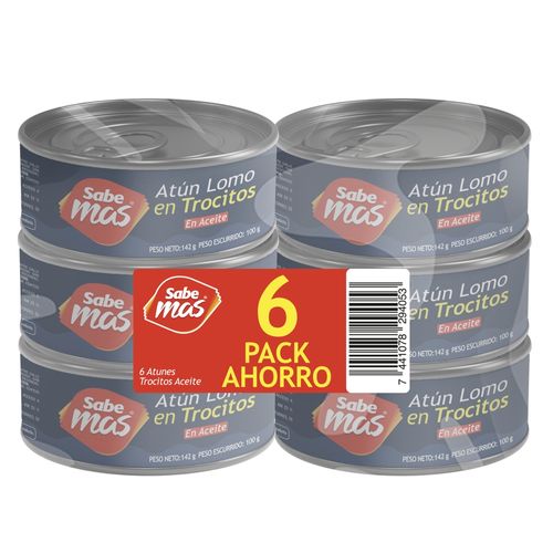 Atún Sabemas Lomo Trocitos En Aceite 6 Pack - 840 g