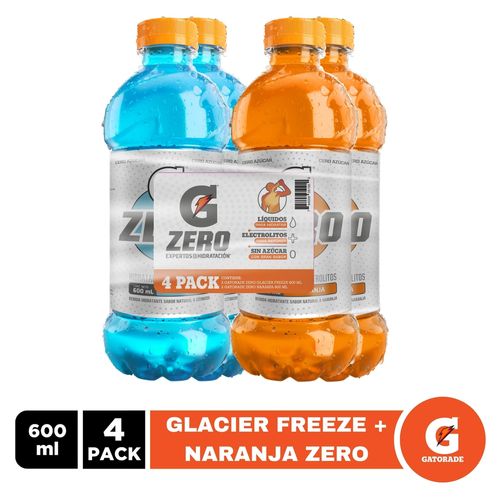 Bebida Gatorade zero glacier orange 4 pack - 600 g