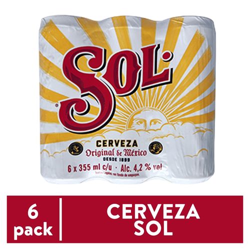 Cerveza Sol en lata 6 Pack - 2130 ml
