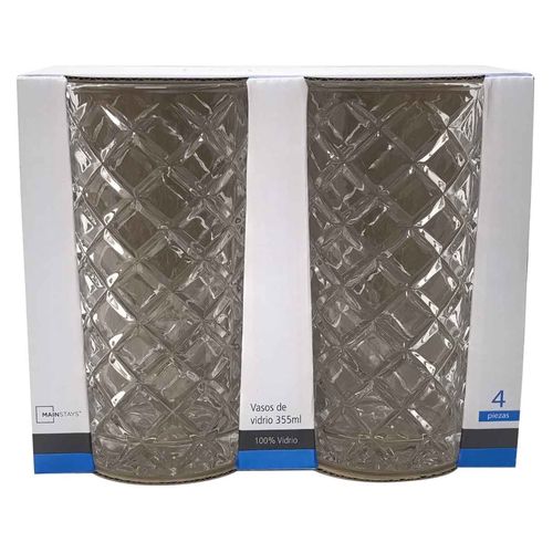 Ms Set De 4 Vasos Altos De Vidrio 355ml