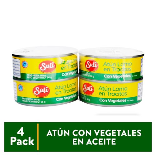 Atún Suli Trocitos En Aceite Con Vegetales 4 PACK - 560 g