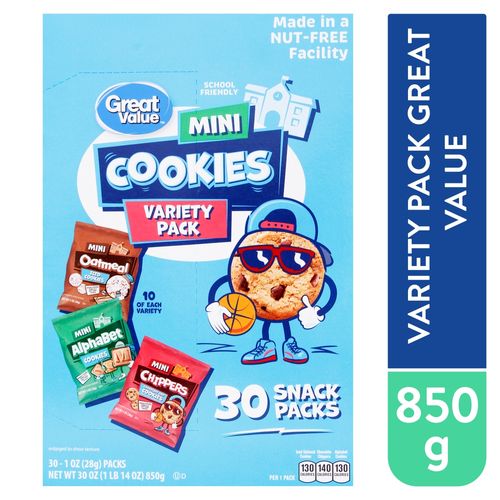 Galleta Great Value Mini Galletas Variadas 30 PACK - 850 g