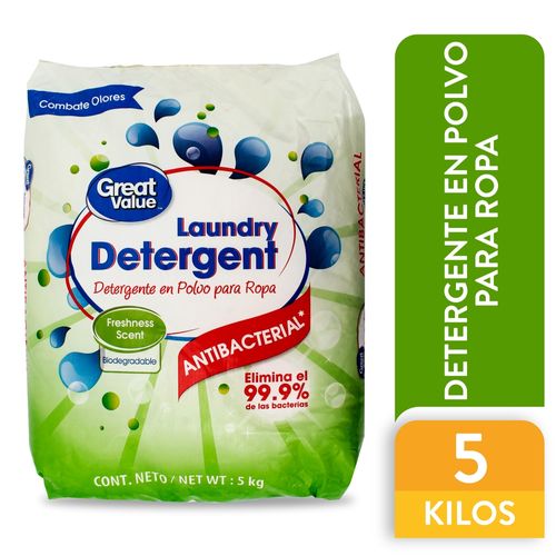 Detergente en polvo Great Value antibacterial - 5 kg