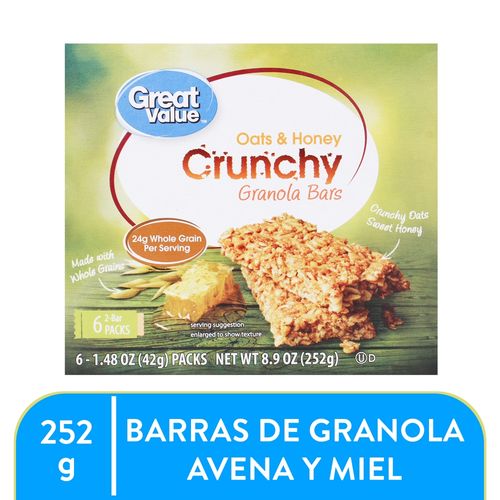 Barras Great Value granola almendras 6 pack - 252 g