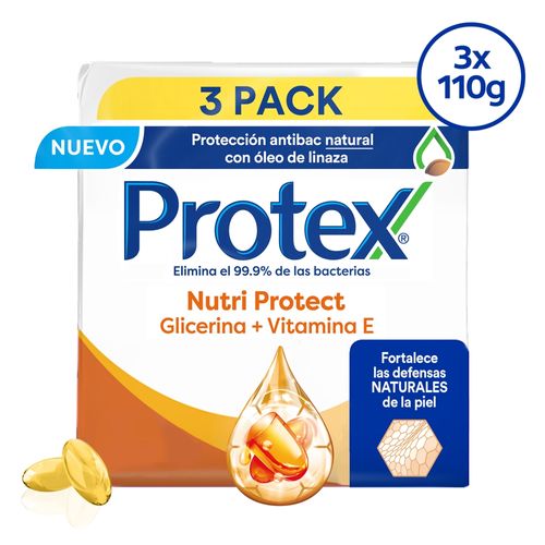 Jabón en Barra Antibacterial  Protex, Nutri Protect Vitamina E, 3 Pack -110 g