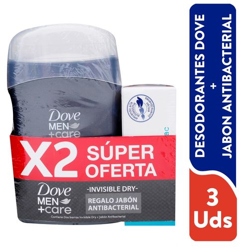Desodorante Dove 2 pack + Jabón antibacterial - 3 Uds