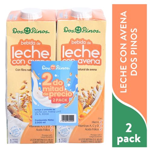 Leche con avena Dos Pinos UHT 2 pack - 2 L