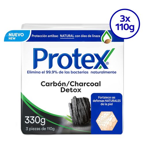 Jabón en Barra Antibacterial Protex Carbón Detox, 3 pack -110g