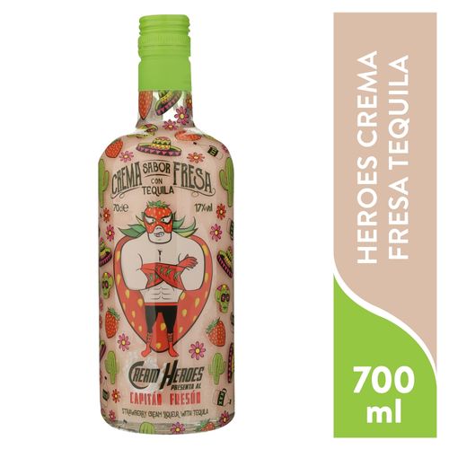 Licor Heroes crema de fresa con tequila - 700 ml
