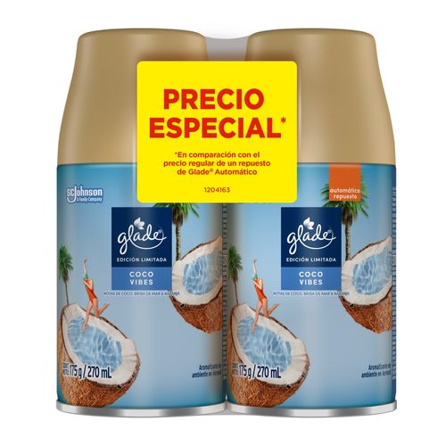 Aromatizante Glade repuesto coco vibes 2 pack -350 g