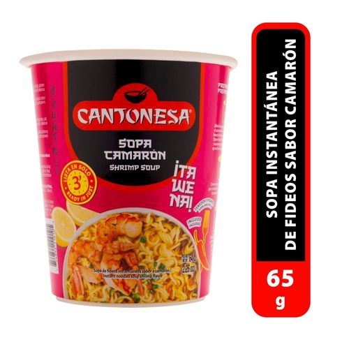 Sopa Instantanea Cantonesa Vaso Sabor Camarón - 64 g