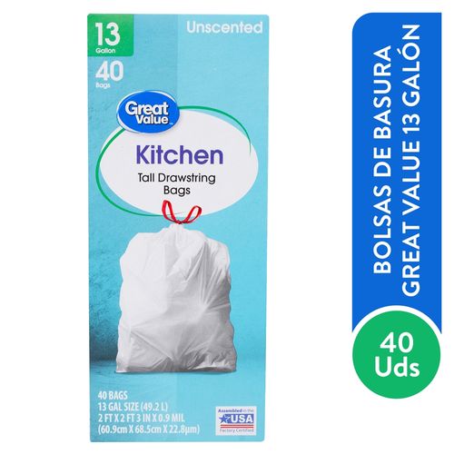 Bolsa Great Value Para Basura Blanca 40 unidades