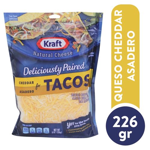 Queso Kraft tipo cheddar para tacos rallado - 226 g