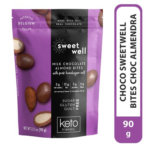 Almendras recubiertas de chocolate Sweet Well libres de azúcar y gluten - 90 g