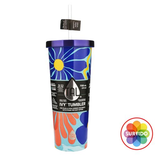 Tal Vaso Termico Doble Pared Con Pajilla