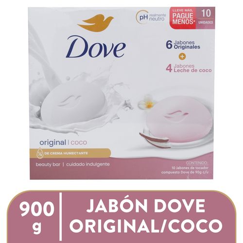 Jabón Dove 10 Pack Coco Y Original - 900 g