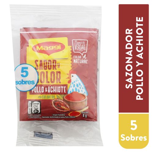 Maggi Sabor Y Color Pollo Y Achiote  5 sobres - 40 g