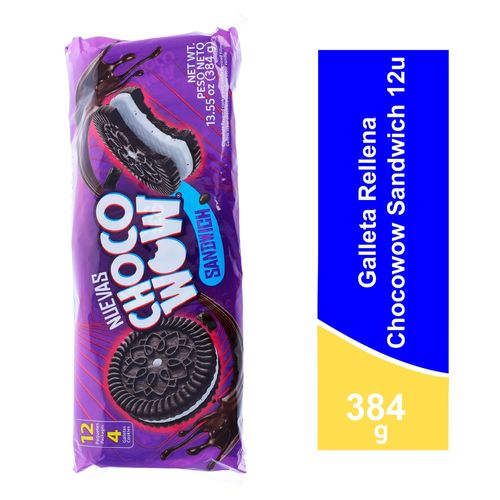 Galleta  Chocowow Rellena Sándwich 12 Unidades - 384 g