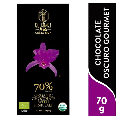 Chocolate oscuro Gourmet fields con sal rosada del himalaya - 70 g