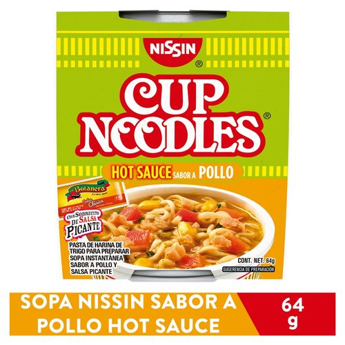 Sopa Instantánea NISSIN Hot Sauce Sabor Pollo Picante Vaso - 64 g