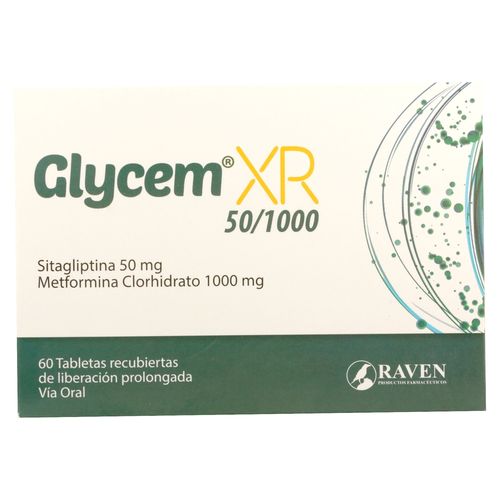 Glycem XR 50 mg/1000 mg caja 60 comprimidos - Precio indicado por caja