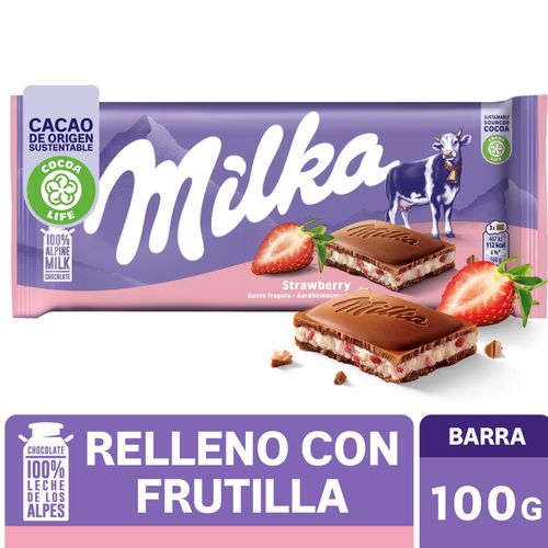 Chocolate Milka relleno con Yogurt de Frutilla - 100 g