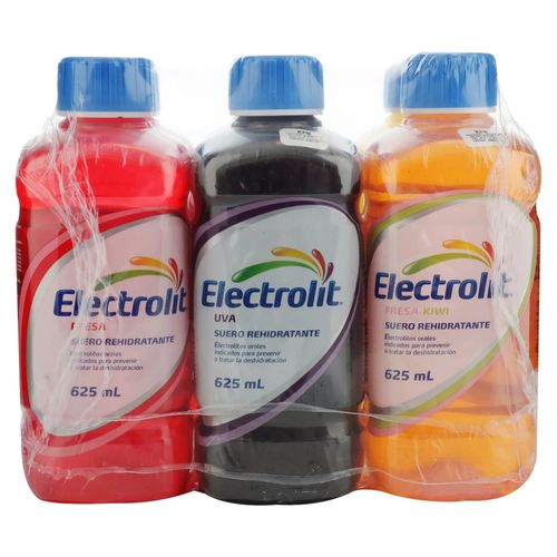 Bebida Electrolit 4 Pack Uva, Fresa, Naranja y Maracuya
