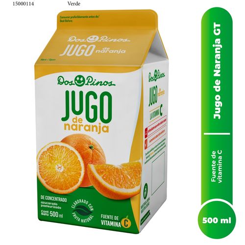 Jugo de naranja Dos Pinos elaborado con fruta natural y con vitamina C - 500 ml