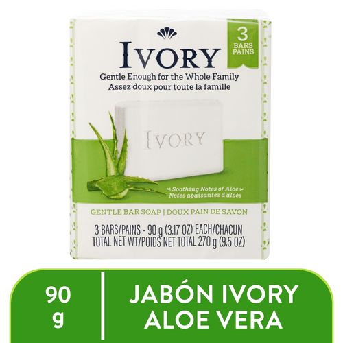 Jabón Barra Ivory Aloe 3p - 90 g