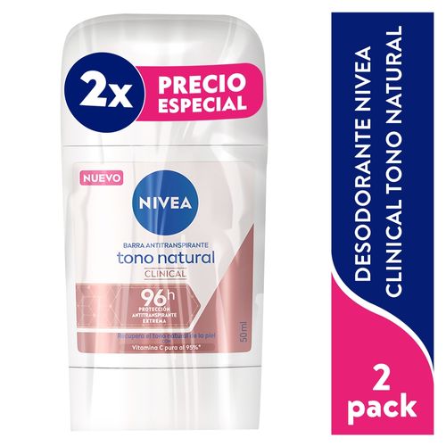 Desodorante Nivea clínical en barra 2 pack - 100 g