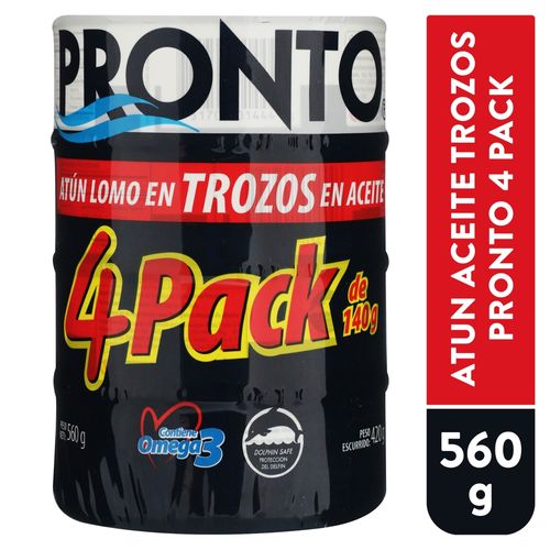 Atún Pronto lomo en trozos en aceite 4 pack - 560 g
